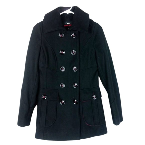 Miss Sixty M60 Womens Wool Blend Pea Coat Black XS